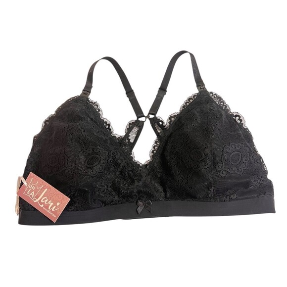 OH LA LARI Two Lace Nursing Bras Black/Nude Adjustable Racerback Padding XL NWT - Picture 2 of 7